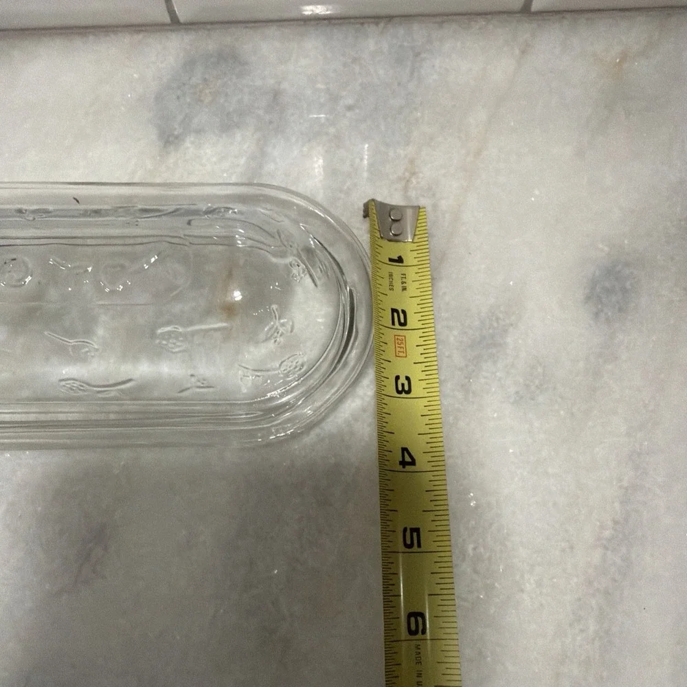 Vintage Clear Glass Embossed Floral Covered Butter Dish Dome Lid OLA05